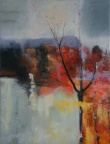 L'affaire rouge (Solitude en rouge) - huile sur toile - 65 X 50 cm