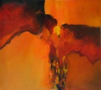 L'oeuvre au rouge - - huile sur panneau 60 X 54 cm