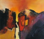 La pierre cachée - - huile sur panneau 60 X 54 cm