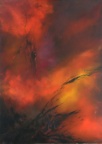 L'affaire rouge (foudre) - huile sur panneau 50 X 70  