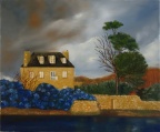 Maison à Pont L'Abée - huile sur toile, 10 F